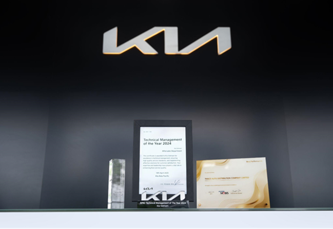 Các giải thưởng tập đoàn Kia vinh danh Kia Việt Nam. Ảnh: Thaco Auto