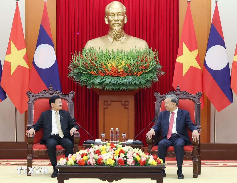 Tổng Bí thư Tô Lâm tiếp Tổng Bí thư, Chủ tịch nước Lào Thongloun Sisoulith 2 Tổng Bí thư Tô Lâm tiếp Tổng Bí thư, Chủ tịch nước Lào Thongloun Sisoulith - Ảnh 2.