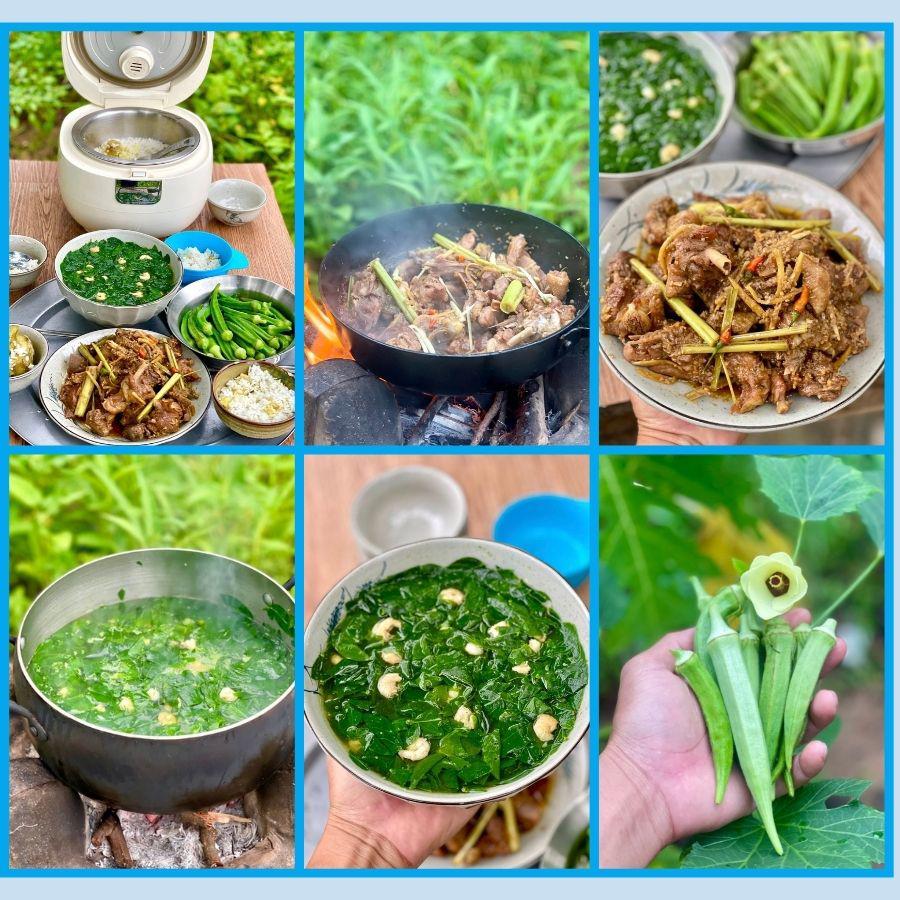 Thực đơn bữa sáng cũng rất đầy đủ món canh, món rau và thức ăn mặn.