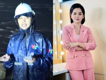 Bông hồng thép VTV đội mưa tác nghiệp giữa bão Wipha: Từng dũng cảm đưa tin ngay tâm bão Yagi, thần thái chuẩn nữ cường