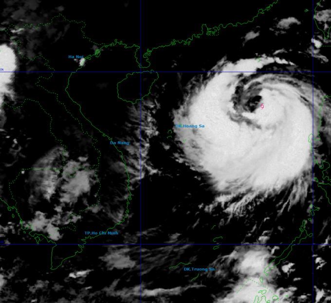 Hình ảnh vệ tinh cơn bão lúc 6h hôm nay. Ảnh: NCHMF