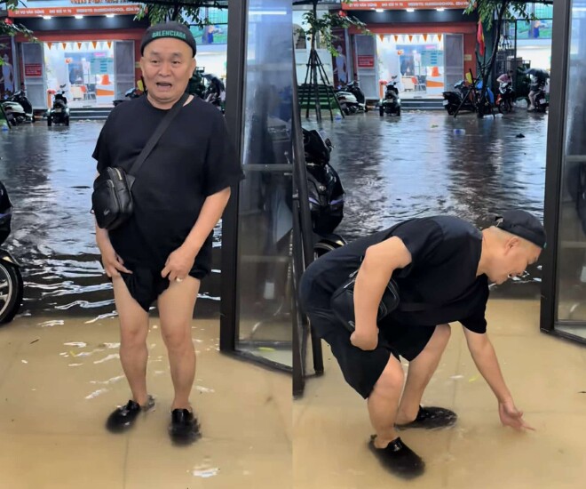 Nhà Xuân Hinh ở Hà Nội bị ngập. 