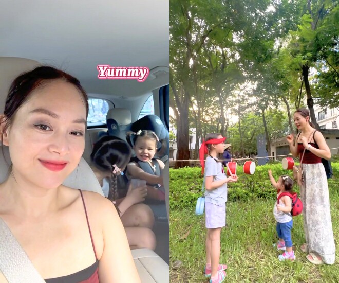 Lan Phương tự chăm 2 con mà không cần bảo mẫu.