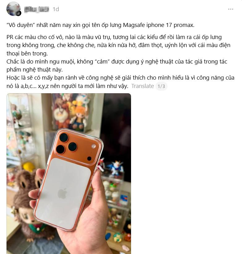 Chiếc ốp lưng iPhone 17 Pro Max gây tranh cãi nảy lửa trên Threads City: 