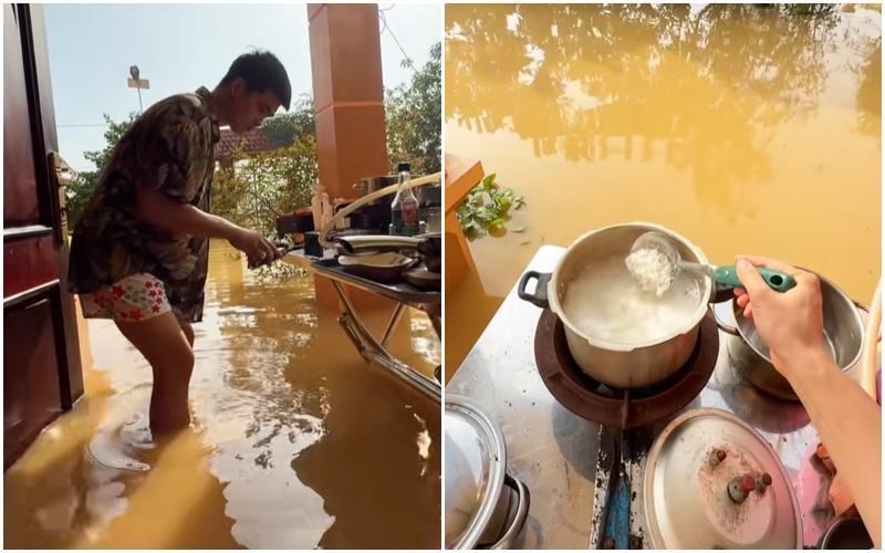 Chồng Bắc Ninh lội nước lũ lịch sử nấu "cơm cữ của Hoàng hậu" hút triệu view - Ảnh 3.