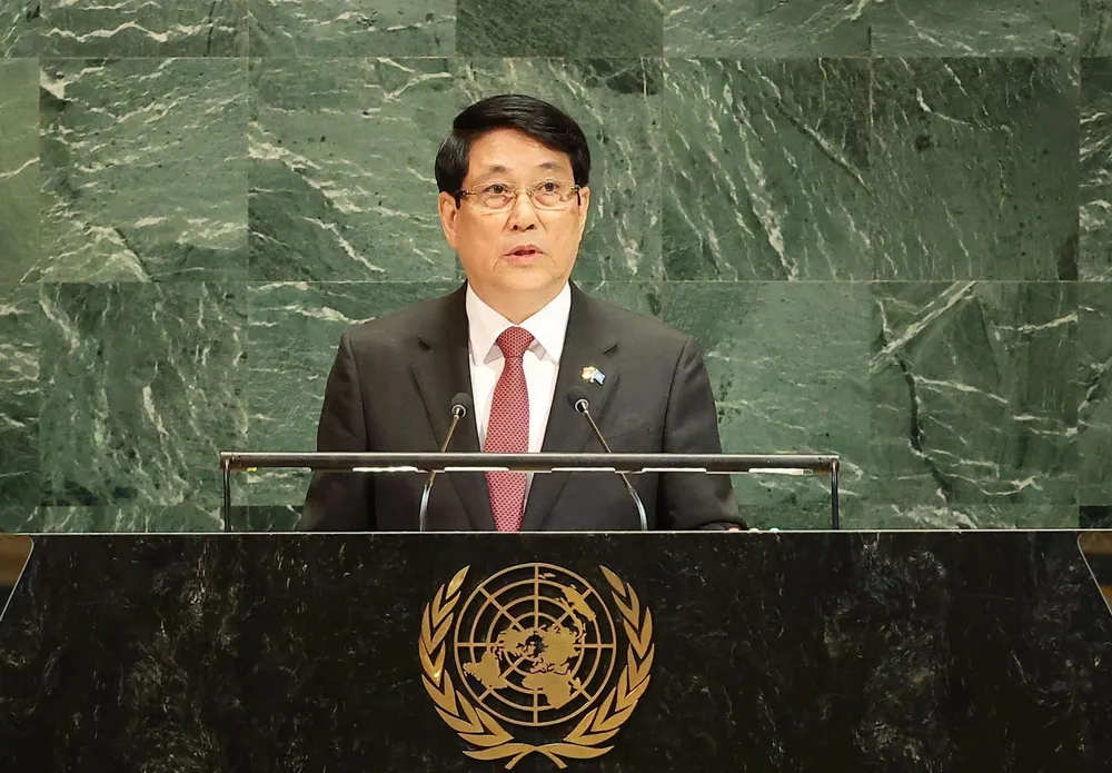 Chủ tịch nước Lương Cường phát biểu tại Phiên thảo luận cấp cao Đại hội đồng Liên hợp quốc khóa 80. Ảnh: TTXVN chu-tich-nuoc-luong-cuong-moi-cac-quoc-gia-den-viet-nam-du-le-mo-ky-cong-uoc-ha-noi.jpg