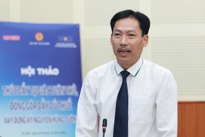 PGS.TS Lê Xuân Trường phát biểu tại hội thảo về quản lý thuế, ngày 23/10. Ảnh: Báo Lao động