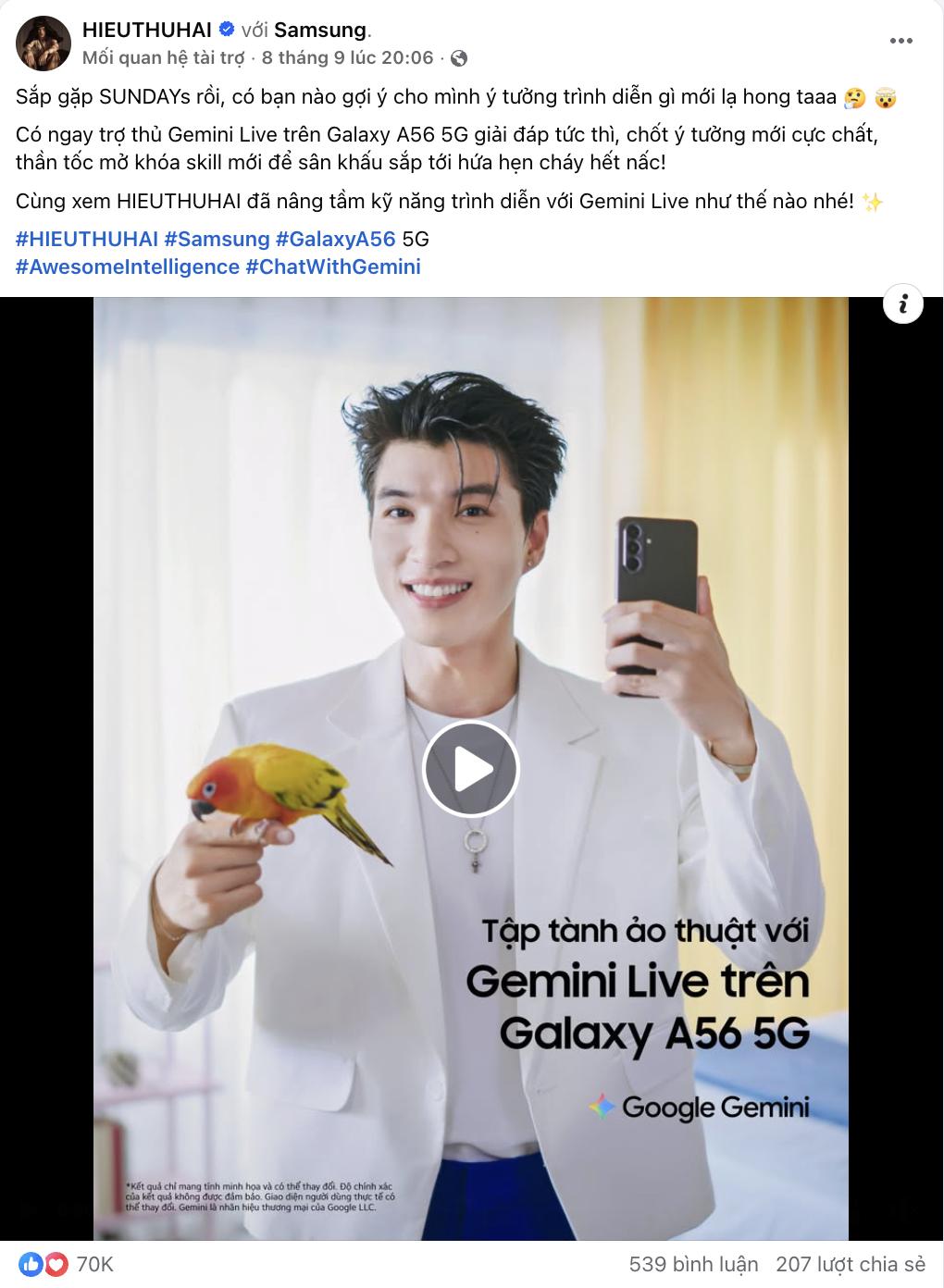 Cõi mạng rần rần trước tài lẻ của HIEUTHUHAI, rủ nhau nâng cấp bản thân cùng Galaxy A56 5G- Ảnh 1.
