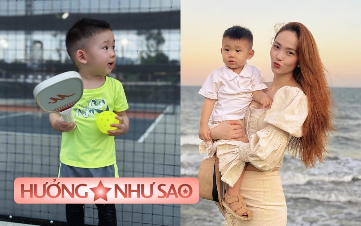 Con trai Minh Hằng bé xíu đã được mẹ dạy chơi pickleball, chọn vợt cực xinh để "chiến đấu" - Ảnh 1.