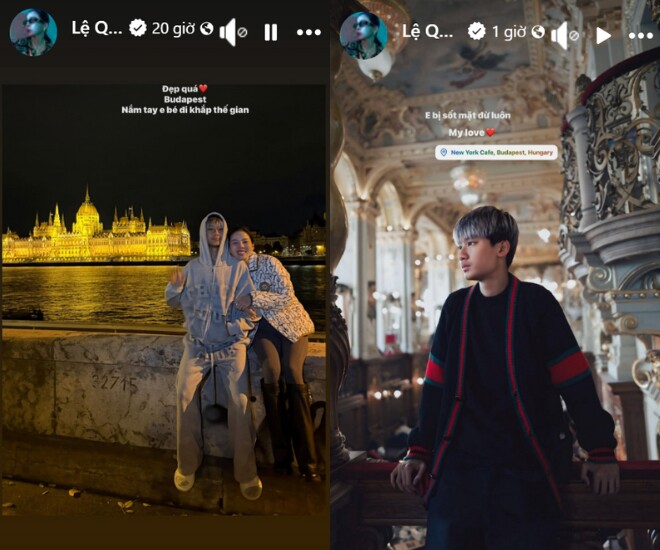 Lệ Quyên đang có chuyến du lịch châu Âu với quý tử.