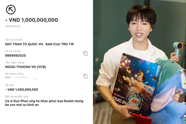 Đức Phúc chuyển nóng 1 tỷ đồng, Hương Giang và dàn sao ủng hộ đồng bào vùng bão lũ- Ảnh 1.