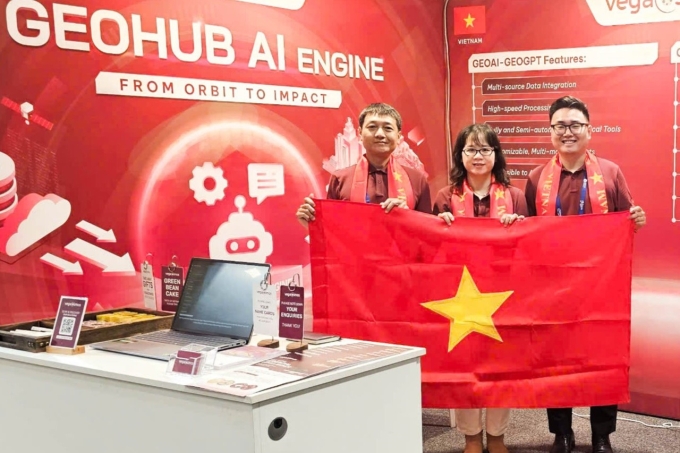 Phần mềm Geohub AI Engine do kỹ sư Việt Nam phát triển góp mặt tại Hội nghị Hàng không Vũ trụ Quốc tế 2025 (IAC 2025), tổ chức từ 29/9 đến 3/10. Ảnh: Minh Trang