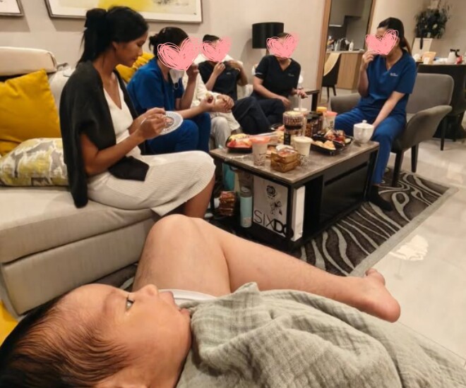 Khung cảnh HHen Niê được đội ngũ y tá, hộ lý chăm sóc tận tình.