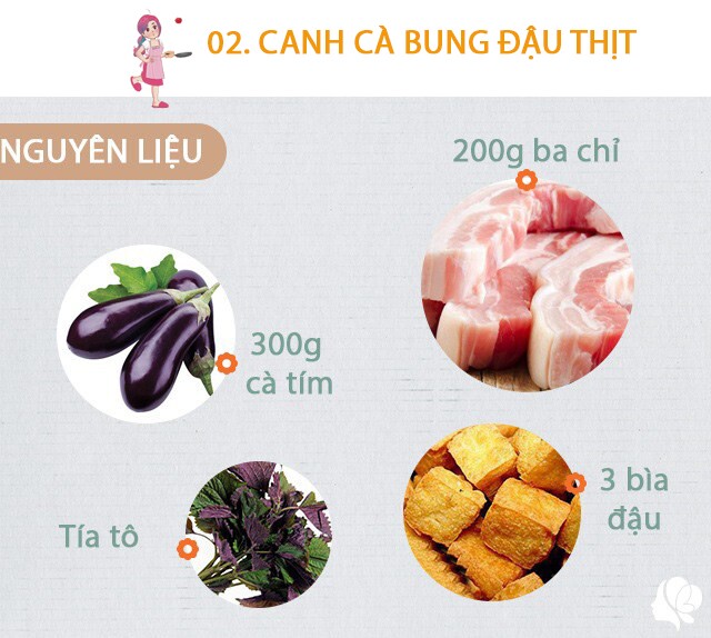 Chuẩn bị: - 300g cà tím - 200g thịt ba chỉ - 3 bìa đậu phụ - Hành lá, tía tô, lá lốt - 2 quả cà chua - Dầu ăn, bột nêm, bột canh