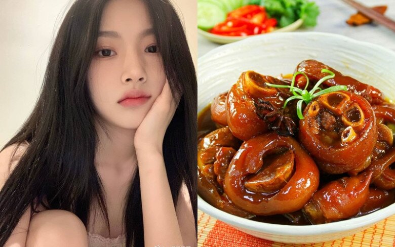 Chân giò hầm giàu collagen, giúp da săn chắc, căng bóng và làm chậm quá trình lão hóa.