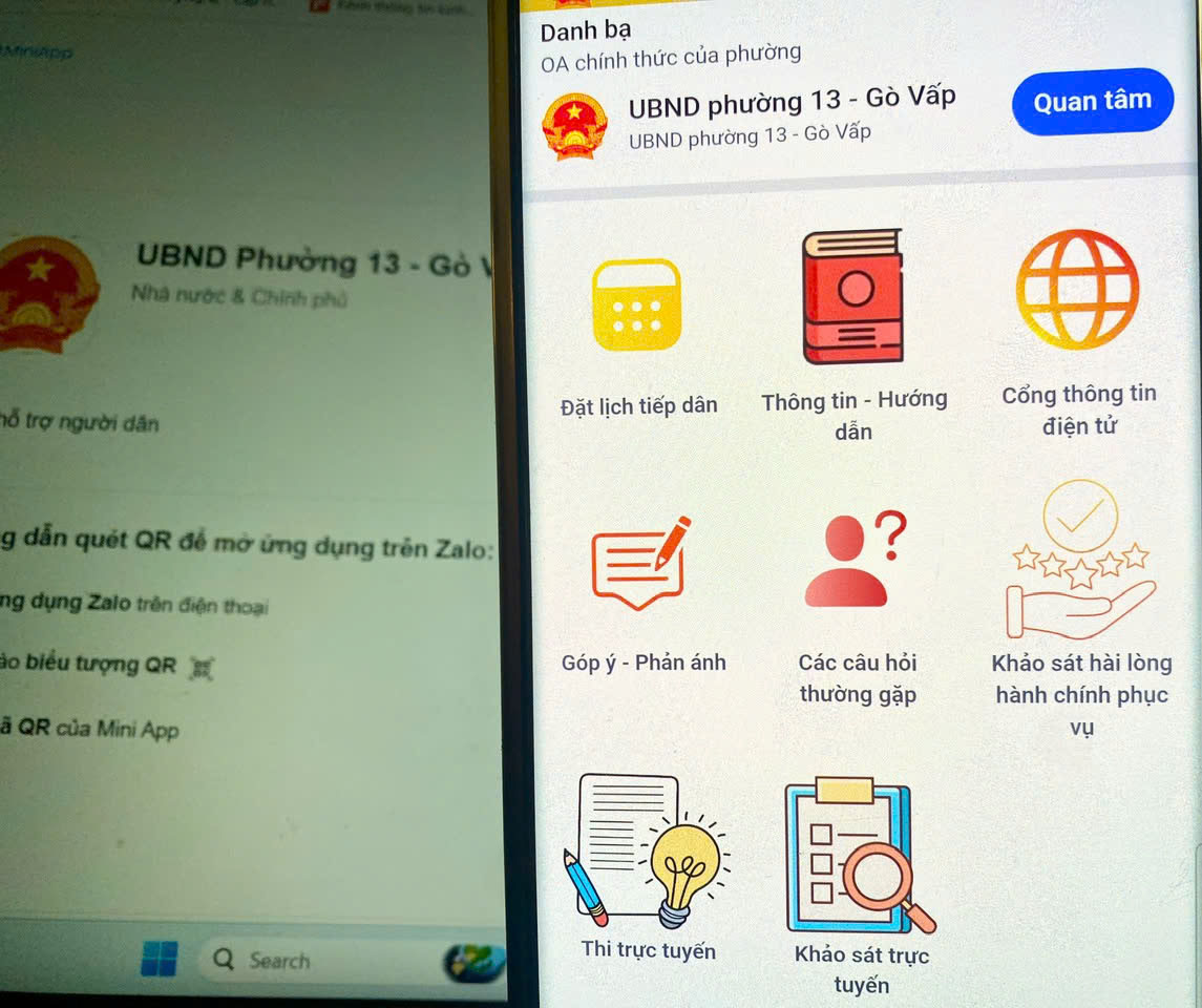 UBND phường 13, quận Gò Vấp, TP HCM triển khai mini app trên nền tảng Zalo với nhiều tiện ích cho người dân