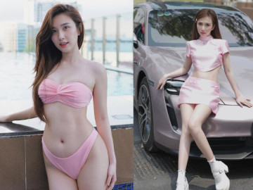 Mỹ nhân Quảng Ninh quấn băng keo thành váy bó sát dạo phố, 29 tuổi khiến dân tình nóng mặt khi khoe cặp tuyết lê trập trùng