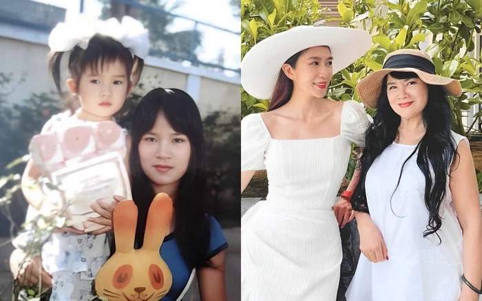 Nhan sắc của mẹ ruột Minh Hà thời trẻ (ảnh trái) và hiện tại đều khiến nhiều người ngưỡng mộ.