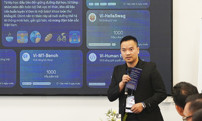 TS. Vũ Xuân Sơn, đại diện ViGen chia sẻ về dự án, tháng 10/2025. Ảnh: Lưu Quý