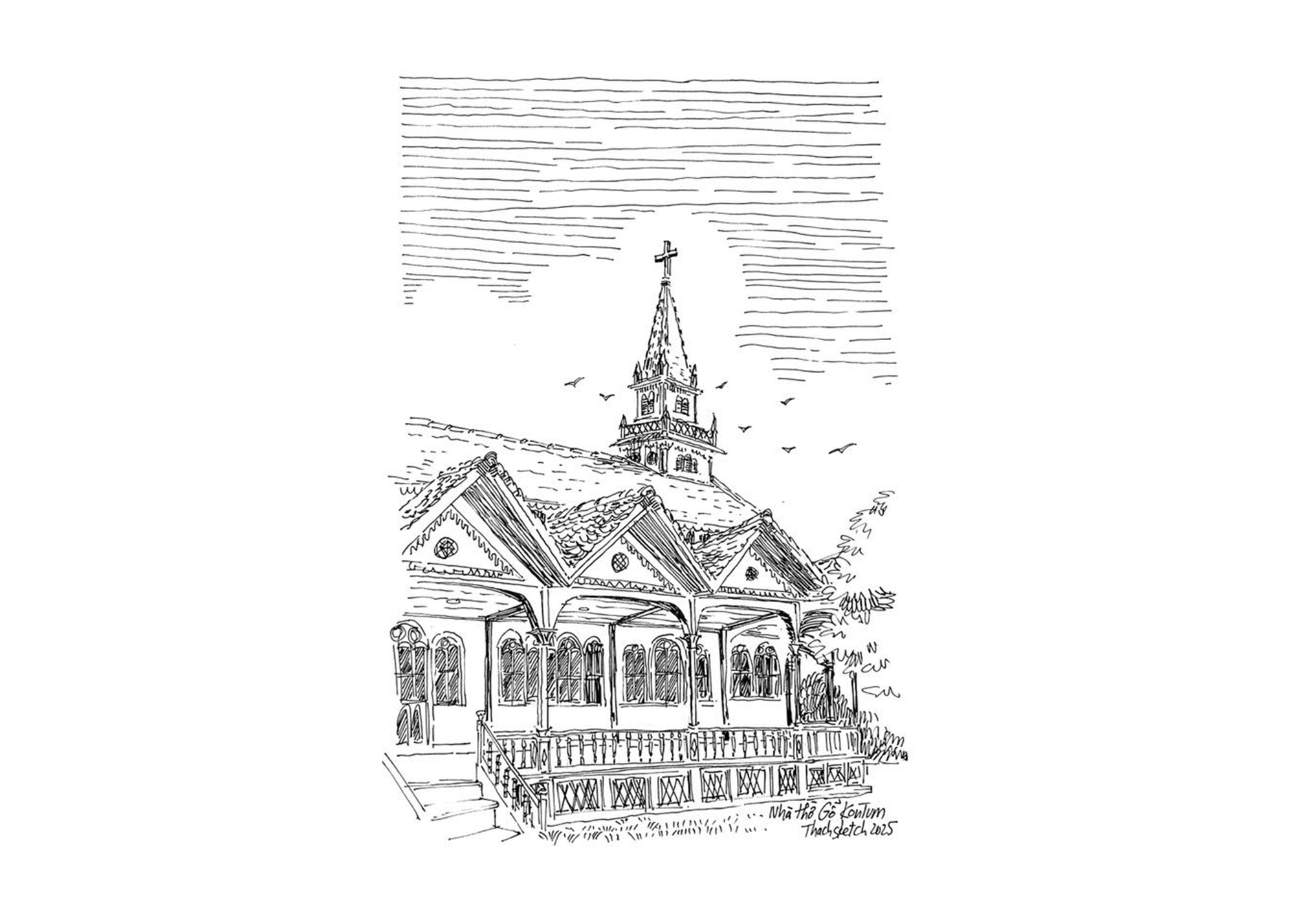 Nhà thờ làm từ gỗ cà chít được voi kéo từ rừng về- Ảnh 1.