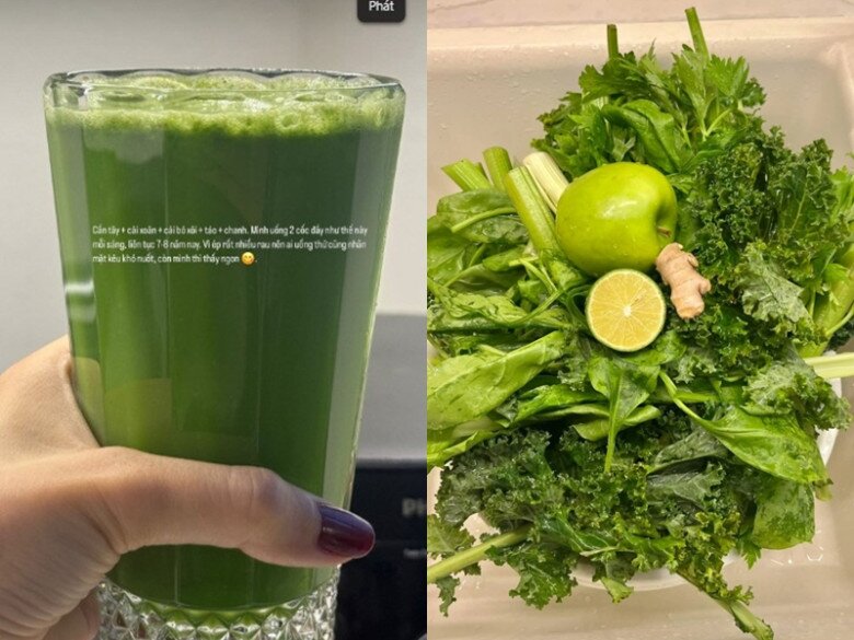 Nữ MC thường uống nước ép từ các loại rau củ quả giàu chất chống oxy hóa.