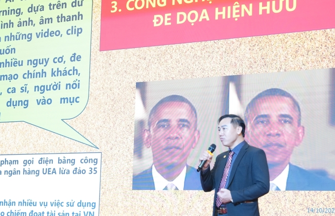 Ông Nguyễn Đình Đỗ Thi, Phó Trưởng Phòng 6, Cục An Ninh Mạng và Phòng Chống Tội Phạm Sử Dụng Công Nghệ Cao chia sẻ tại sự kiện. Ảnh: Khánh Linh