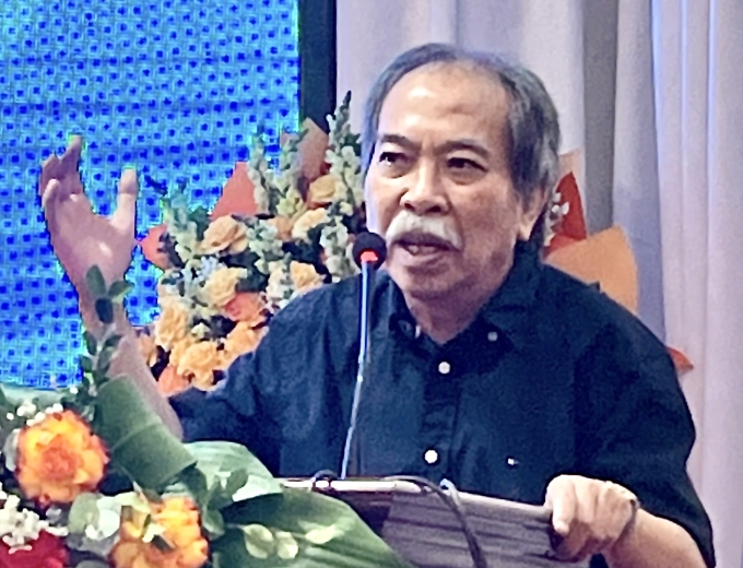 Chủ tịch Hội Nhà văn Việt Nam Nguyễn Quang Thiều ở hội thảo. Ảnh: Mai Lữ