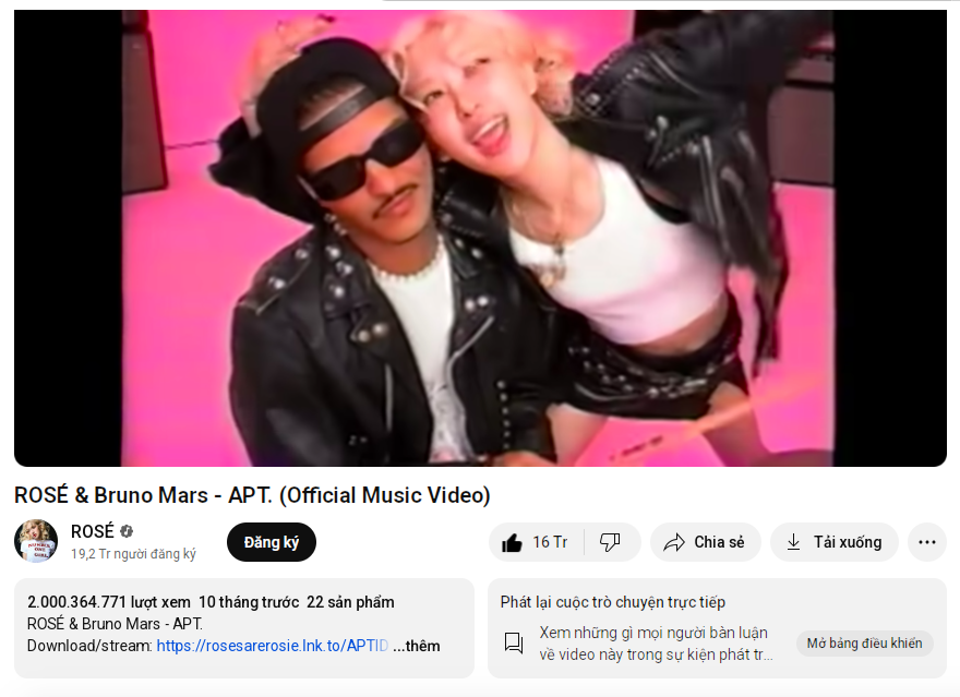 Siêu hit APT. cán mốc 2 tỷ view, Rosé phá kỷ lục chưa từng có chỉ trong 10 tháng!- Ảnh 1.
