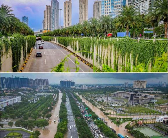 Đại lộ Thăng Long ngập , đường hà nội ngập