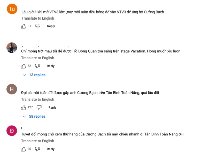  
Những bình luận của khán giả về chương trình.