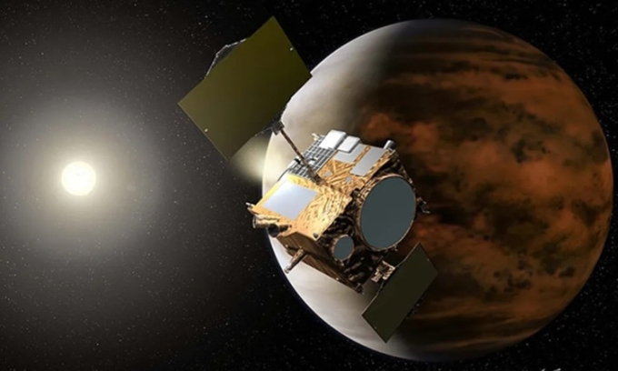 Mô phỏng tàu Akatsuki bay quanh Sao Kim. Ảnh: JAXA