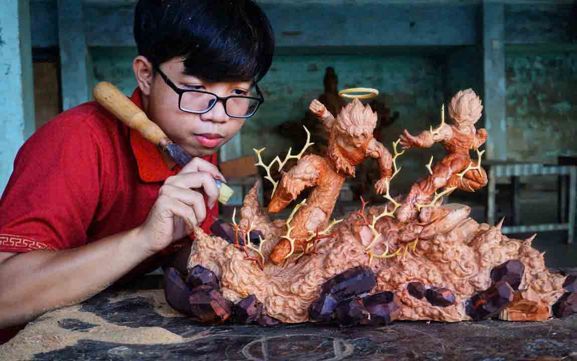 Chuyện nghệ nhân gen Z: Thế giới tượng gỗ của Trần Duy- Ảnh 1.