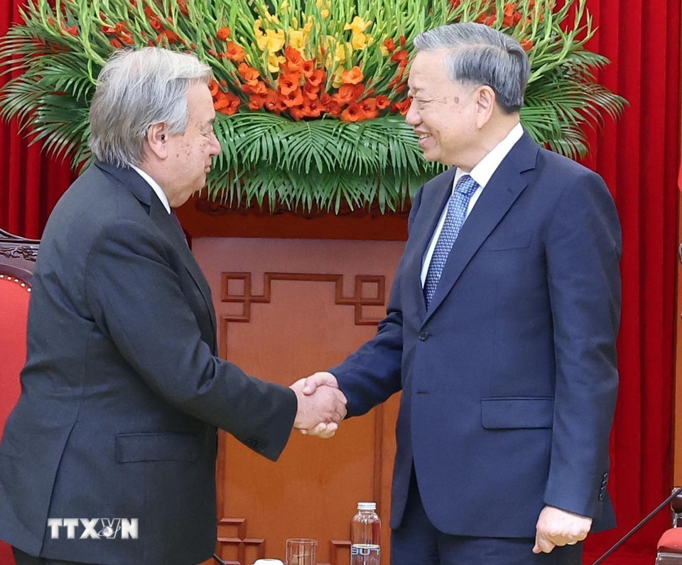 Tổng Bí thư Tô Lâm tiếp Tổng Thư ký Liên hợp quốc António Guterres - Ảnh 1.