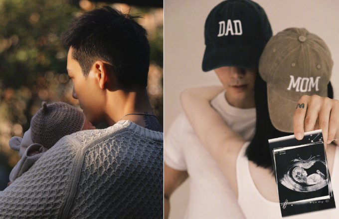 Trần Vỹ Đình và siêu mẫu Victoria's Secret khoe con đầu lòng 1 Trần Vỹ Đình và Hà Tuệ khoe ảnh con. Ảnh: Weibo