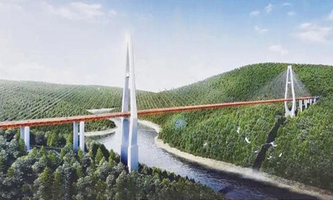 Cầu Phổ Giả Hắc bắc qua thung lũng sông Nam Bàn. Ảnh: Wikipedia