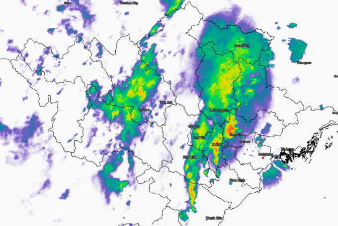 Hội tụ ở mực 5.000 m chạy dọc từ Thanh Hoá lên Cao Bằng. Ảnh: Cục Khí tượng thuỷ văn