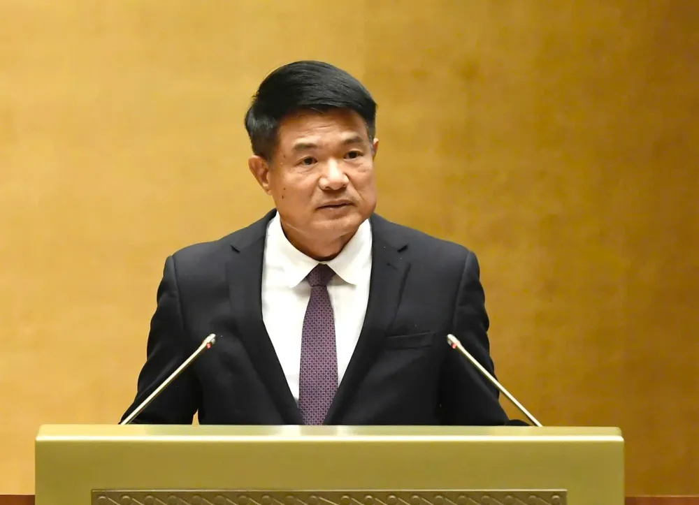 Viện trưởng VKSND Tối cao Nguyễn Huy Tiến báo cáo trước Quốc hội. Ảnh: T.N VKSND Tối cao Nguyễn Huy Tiến.jpg