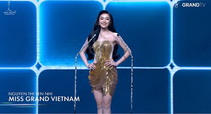 Yến Nhi trượt top 22 Miss Grand International 2025 1 Yến Nhi giới thiệu bản thân tại chung kết Miss Grand International 2025.