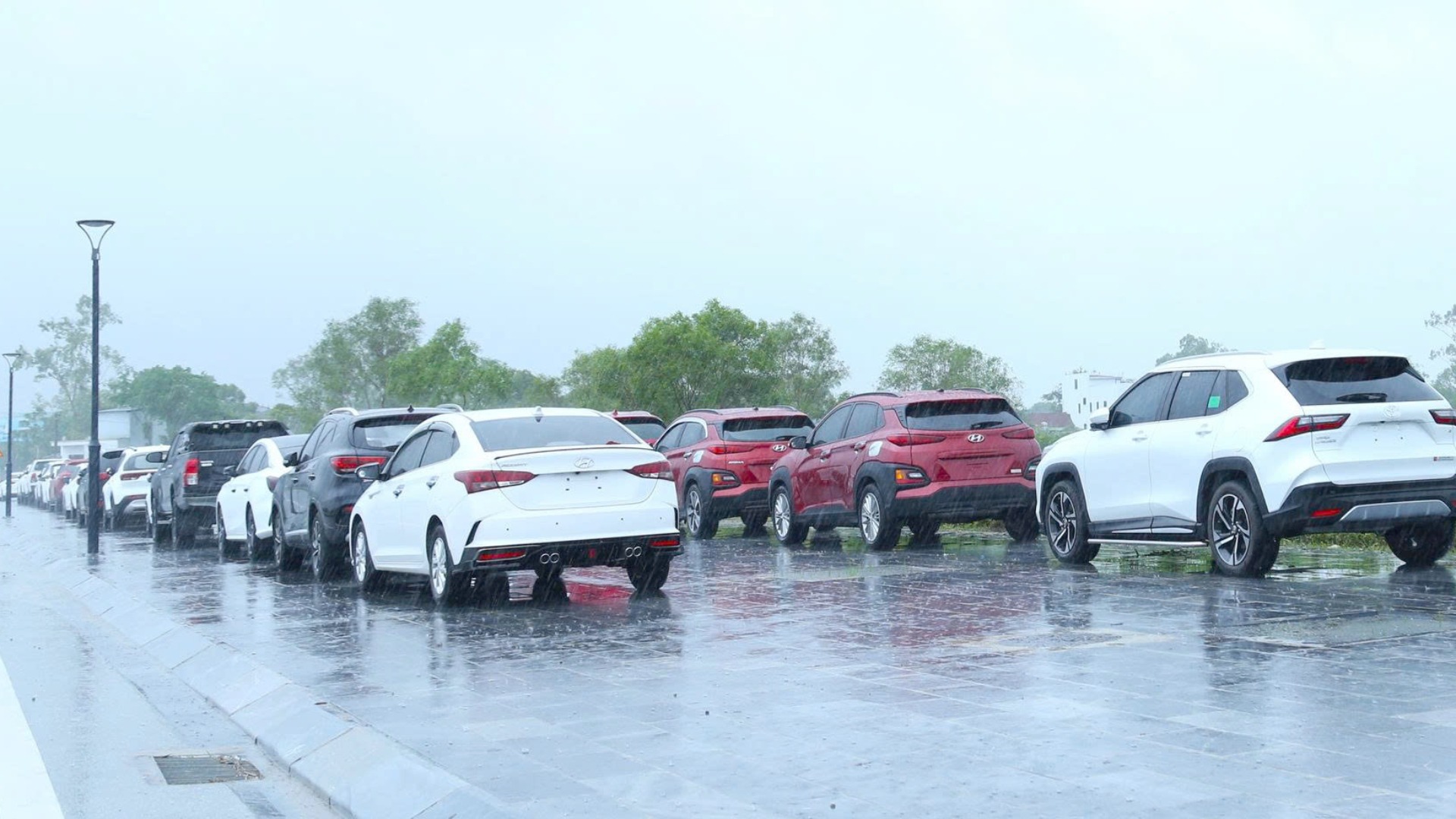 Chịu ảnh hưởng của bão số 10, người dân tìm mọi cách bảo vệ ô tô - Ảnh 2.