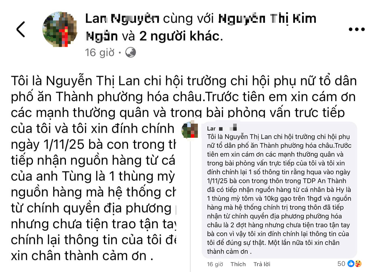 Nữ cán bộ khu phố đính chính thông tin xin hàng cứu trợ lũ lụt ở Huế - Ảnh 2.