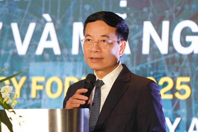 Bộ trưởng Nguyễn Mạnh Hùng tại Diễn đàn Công nghệ mở 2025. Ảnh: Lưu Quý