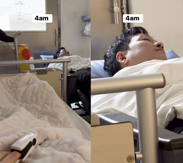 Khoảnh khắc Trường Giang ngủ cạnh giường bệnh của vợ được hé lộ.