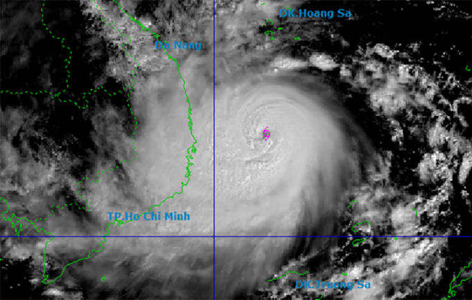 Hình ảnh vệ tinh cơn bão lúc 10h hôm nay. Ảnh: NCHMF