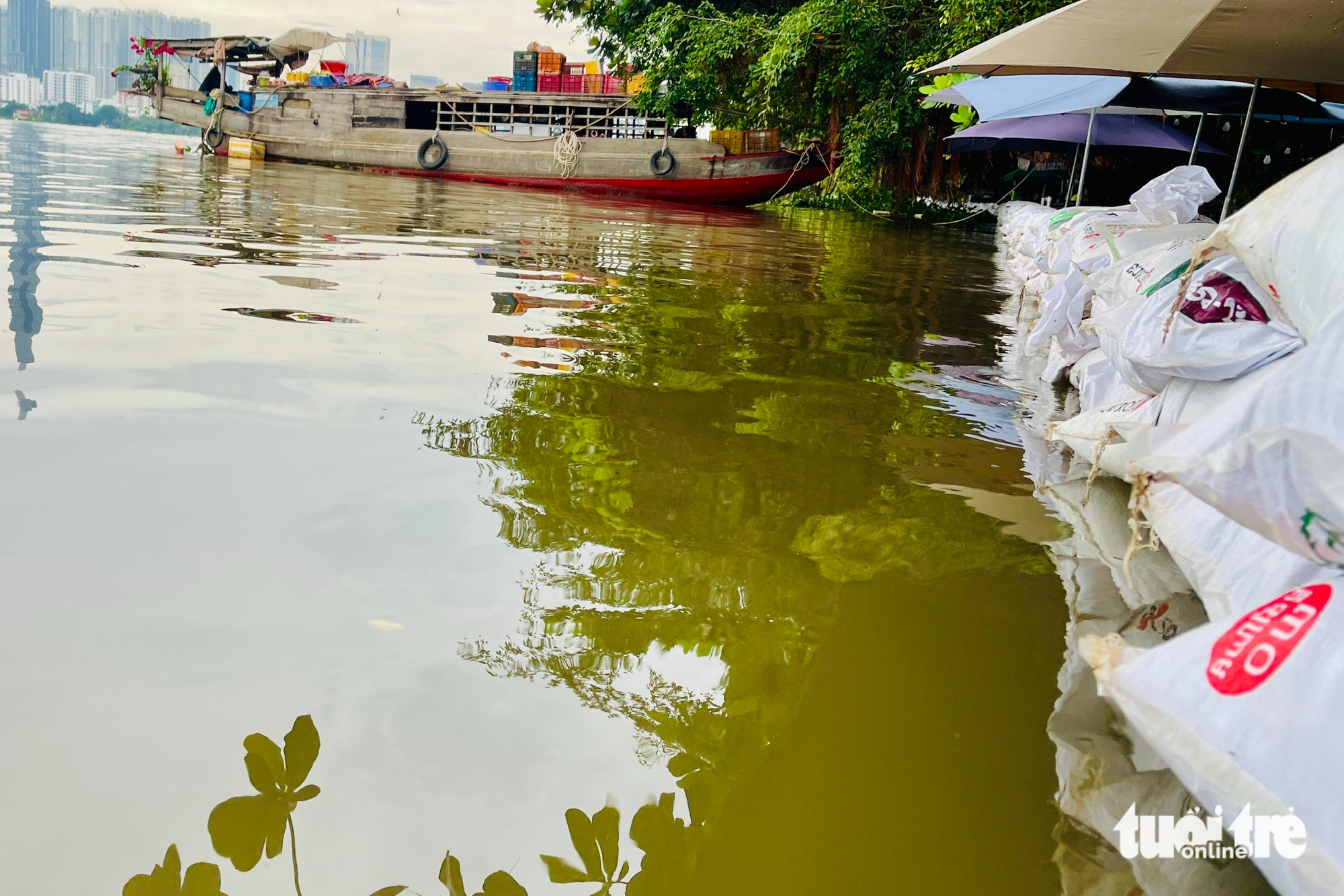 Triều cường vượt bờ chắn Thanh Đa, lút nửa xe ở Hiệp Phước - Ảnh 5.