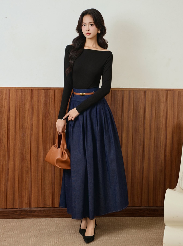 Tạo nên phong thái riêng từ váy denim, chân váy denim 2 Tạo nên phong thái riêng từ váy denim, chân váy denim - Ảnh 2.