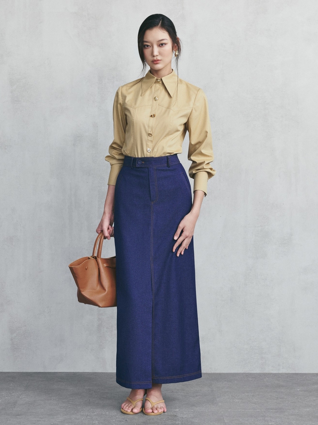 Tạo nên phong thái riêng từ váy denim, chân váy denim 5 Tạo nên phong thái riêng từ váy denim, chân váy denim - Ảnh 5.