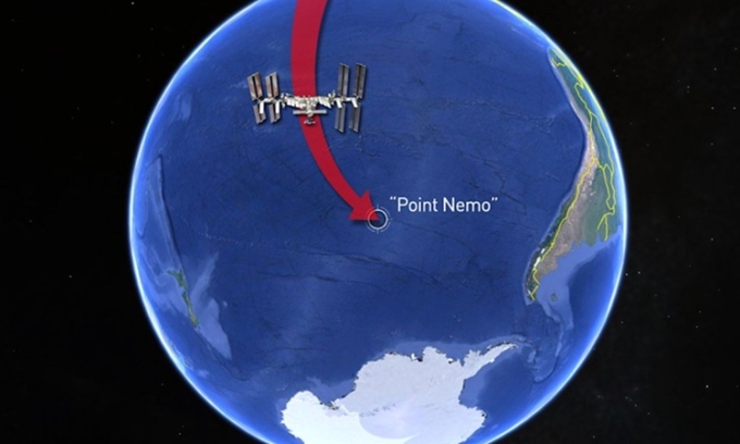 Mũi Nemo trở thành điểm rơi hoàn hảo cho các tàu vũ trụ do không nằm gần bất kỳ vùng đất nào. Ảnh: Weather