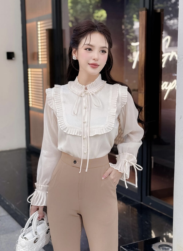 Áo blouse tay bồng, 'nàng thơ' lãng mạn cho chị em công sở - Ảnh 6.