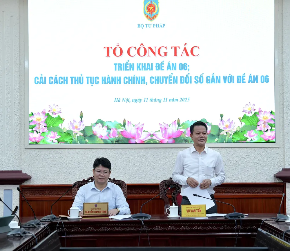 Cục trưởng C06 phát biểu tại cuộc họp. Ảnh: Hoàng Huy Vũ Văn Tấn c06.jpg