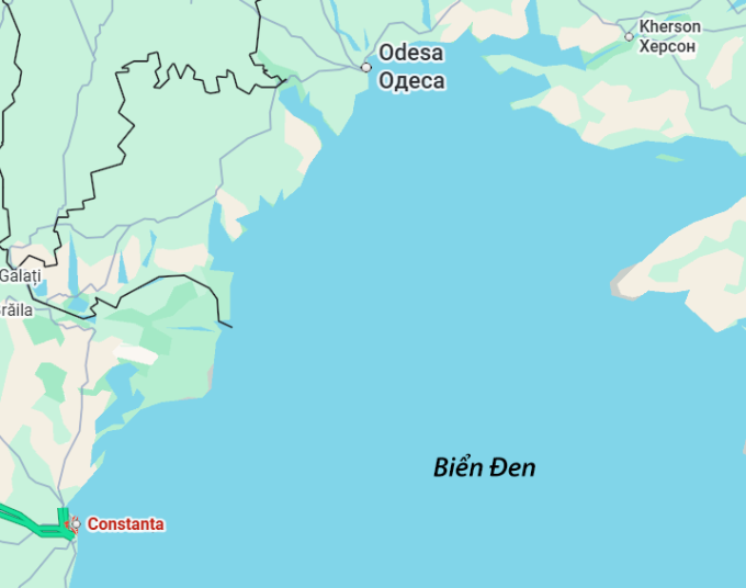 Vị trí Constanta, Odessa (Odesa) và Biển Đen. Đồ họa: Google Maps